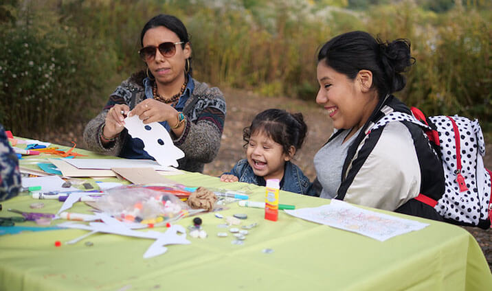 family making masks