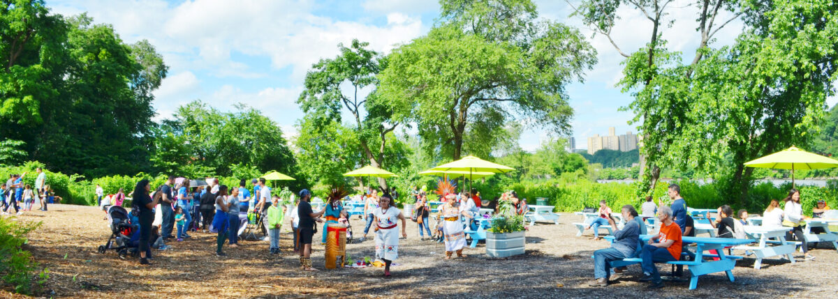 People gathered in park