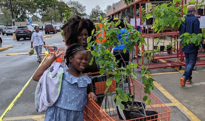 people smiling wtih free trees