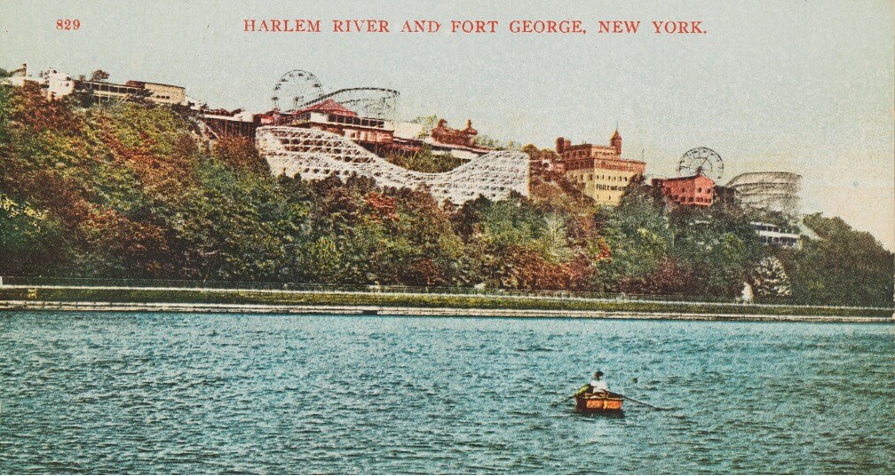 Vintage postcard of harlem river