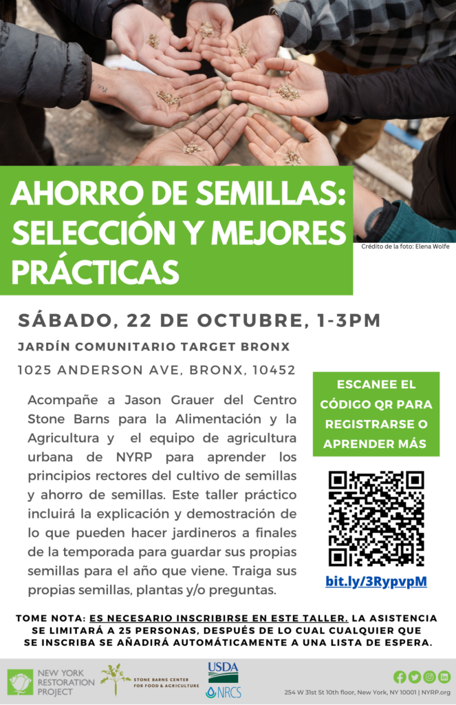 seed saving flyer in spanish