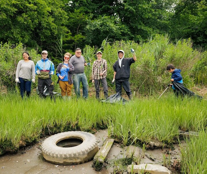 people in wetland